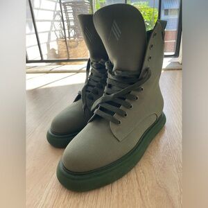 The Attico Selene Combat Boots in Green